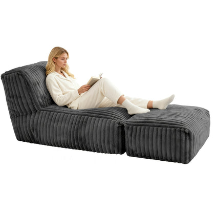 Vouwbare Zitzak Fauteuil – Lazy Chair – Loungestoel – Zitzakstoel – Fauteuil – Donkergrijs – Ergonomisch Design – Zachte Corduroy Stof