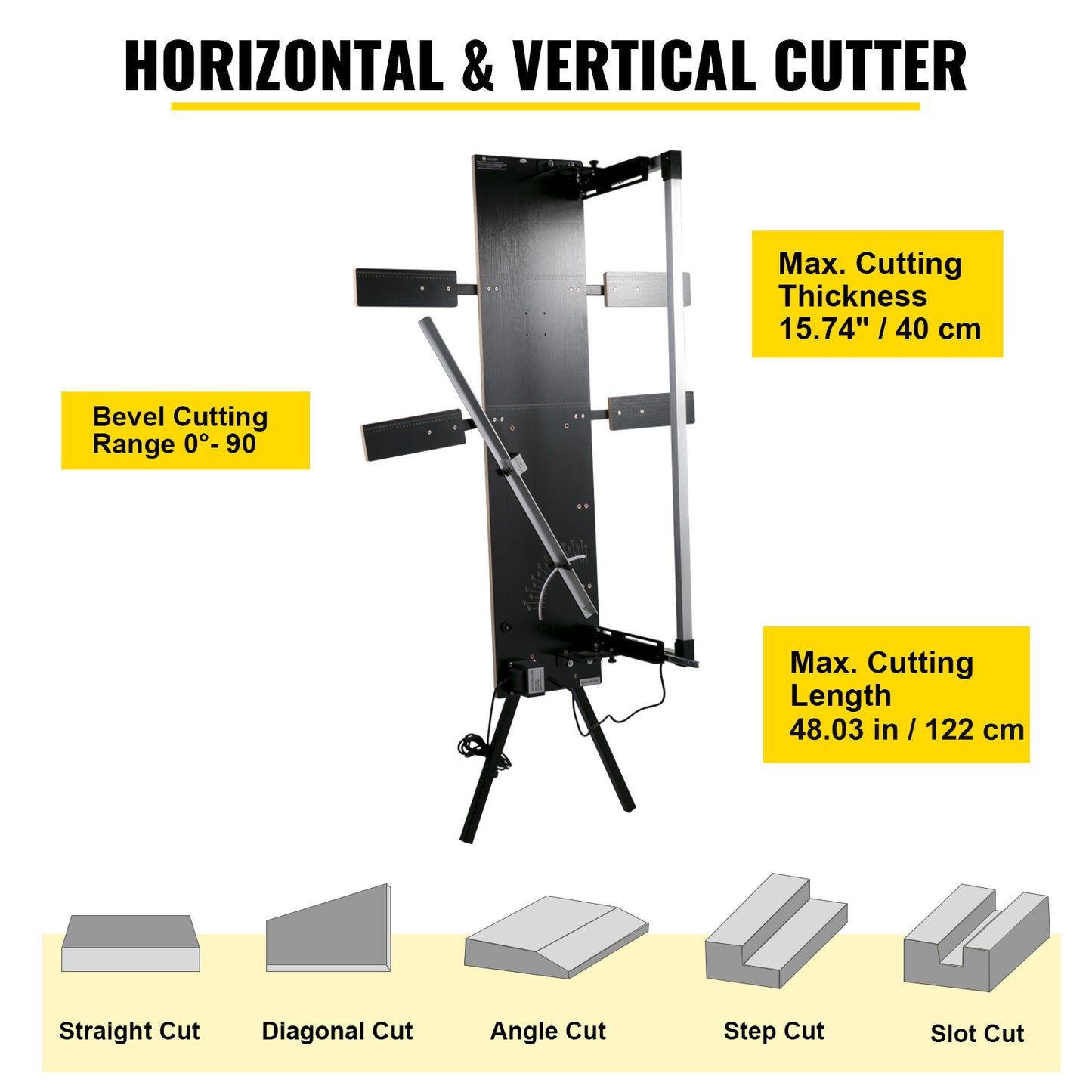 Styroporschaar – Piepschuim Snijder – Schuim Snijmachine – Isolatiesnijder – Knipschaar – Max. Snijlengte 122 cm – Snijdikte 42 cm – Instelbare Snijhoek 0-90° – Lichtgewicht Aluminium Frame