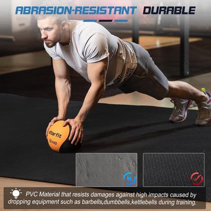 Trainingsmat – Fitnessmat – Oefenmat – Sportmat – Yogamat – Extra Groot 240x180 cm – 7 mm Dikke Duurzame PVC Mat Met Draagriemen En Opbergzakken