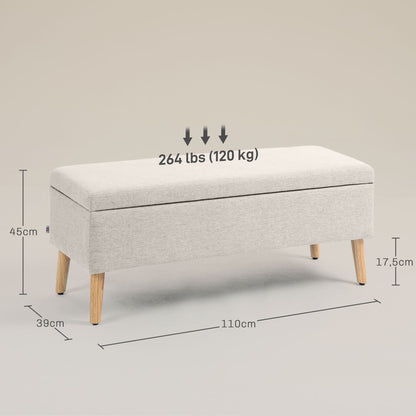 Opbergbank – Opbergkist – Zitbank – Halbank – Opbergbox – Linnen Look – 120 kg Draagvermogen – 110x39x45 cm