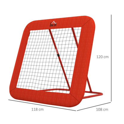 Voetbal Terugkaatser – Baltrainer – Rebounder – Trainingsnet – Sportnet – Verstelbaar 149-366 cm – Stevig Metalen Frame & Oxford Net – Inklapbaar & Draagbaar – Rood