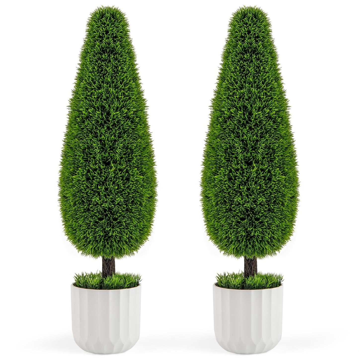 Kunstcipres – Kunstboom – Kunstplant – Sierplant – Kamerplant – Set Van 2 – 90 cm Hoog – Zonbestendig PE Materiaal