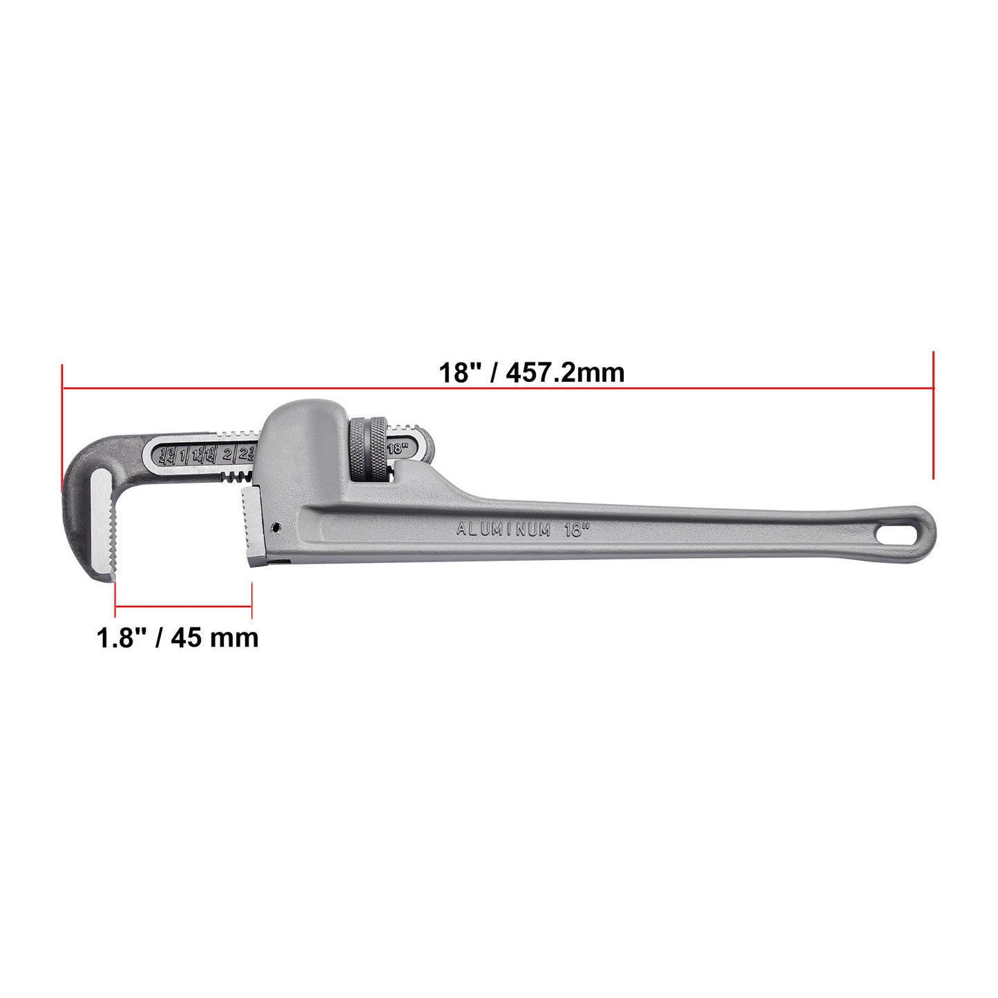 Pijptang – Verstelbare Wrench – Leidingtang – Moersleutel – Sanitairtang – 18 Inch Aluminium – Duurzame Chroom-Vanadium Bek – Ergonomisch H-Vormig Handvat