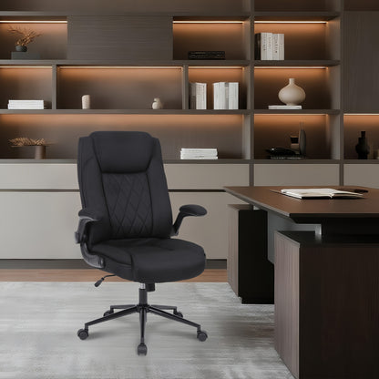 Bureaustoel – Ergonomische Stoel – Office Chair – Draaistoel – Bureaustoelen – Extra Stevig Tot 500 kg – 120° Kantelfunctie Met Opklapbare Armleuningen – Donkergrijs