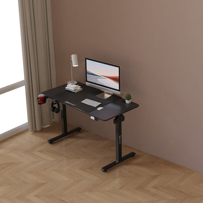 Bureaublad – Bureau – Zit-Sta Bureau – Verstelbaar Bureau – Elektrisch Verstelbaar – Hoogte 72-117 cm – XXL Muismat 120x60 cm – Zwart
