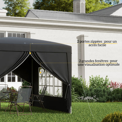 Outsunny Canopy Tent Pop-Up Folding 3 X 3M 4 Removable Walls + Black Carry Bag