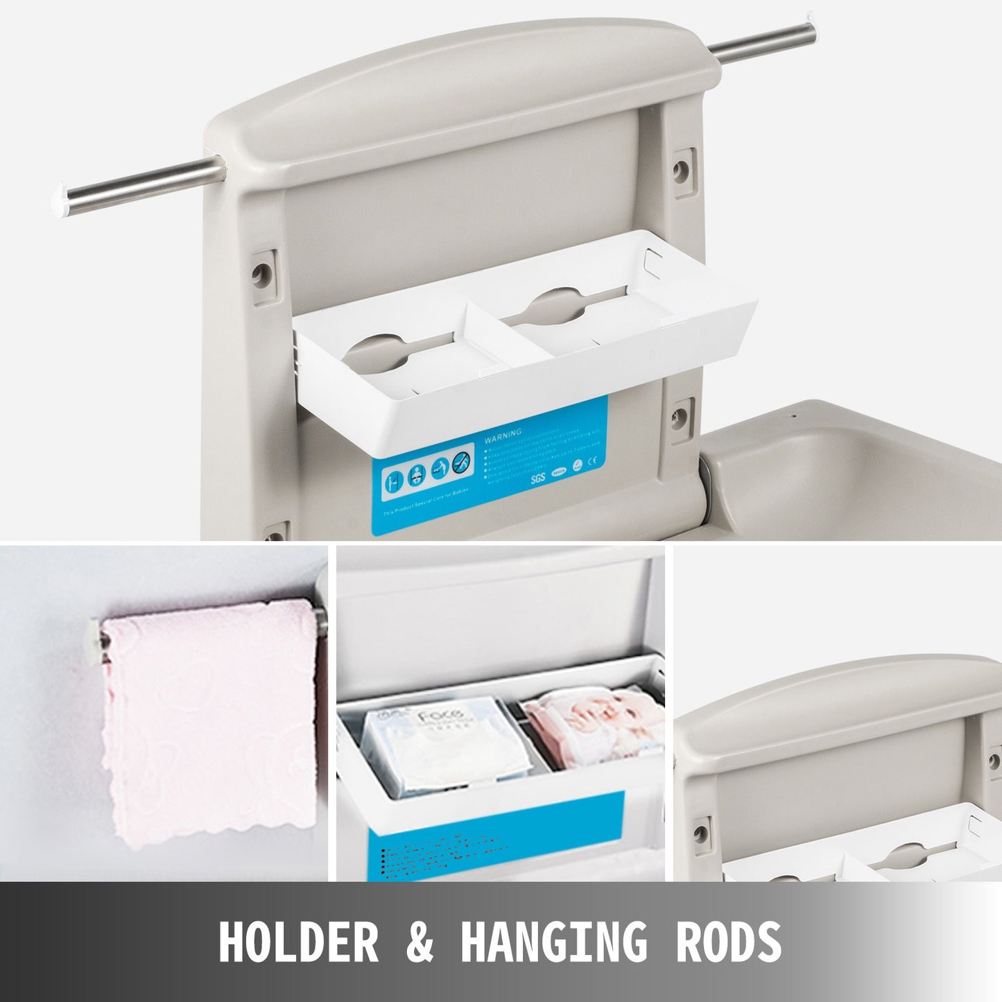 Commode – Baby Verschoontafel – Babytje Verschonen – Opklapbare Tafel – Muurbevestiging – Ruimtebesparend Design – Duurzaam HDPE Materiaal