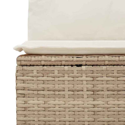 2pcs Beige Poly Rattan Outdoor Sofa Set with Cushions - All-Weather Durable Garden Furniture, Beige & Acacia Brown Wicker-like Texture, Low-Maintenance Patio Couch for Balcony, Poolside, Backyard - Comfortable Seating for Ind