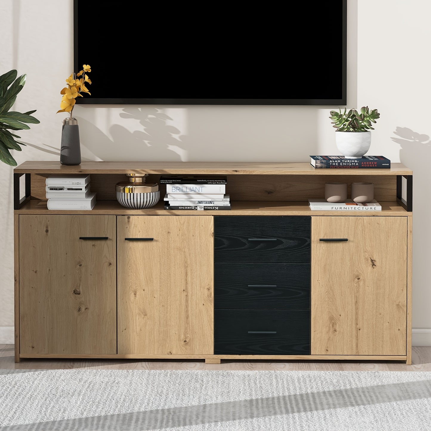 Dressoir – Opbergkast – Ladekast – TV Meubel – Wandkast – Industrieel Design – Massief Hout – 150 cm Breed
