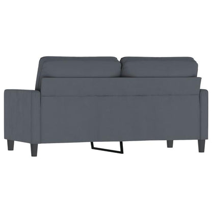 Bankstel – 2-Zitsbank – Slaapbank – Hoekbank – Zetel – Donkergrijs Velours – Compact 140 cm – Hardhouten Frame