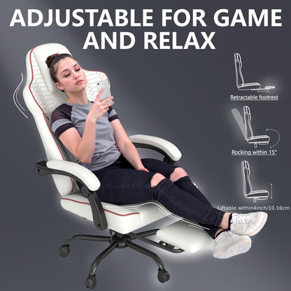 Gamingstoel – Gamestoel – Bureaustoel – Computerstoel – Werkstoel – Ergonomisch Design – 360° Draaibaar – Verstelbare Rugleuning – Rood – Geschikt Tot 150 kg