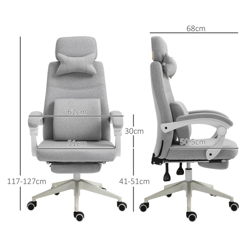 Bureaustoel – Gamingstoel – Office Chair – Draaistoel – Computerstoel – Verstelbare zithoogte 62-68 cm – Ergonomische lendensteun en hoofdsteun – Duurzaam polyester schuim – 5-wielensysteem voor optimale mobiliteit