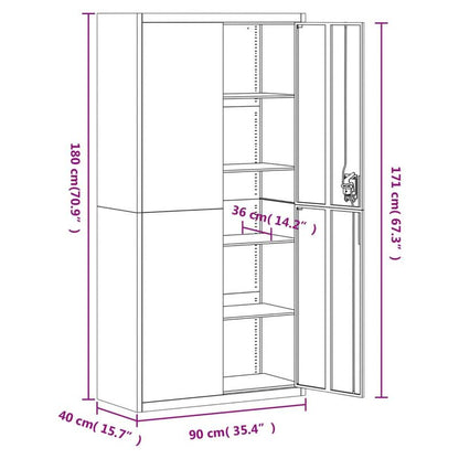 Archiefkast – Dossierkast – Ladenkast – Opbergkast – Documentenkast – Wit Stalen Design – Ruime Indeling 90x40x180 cm