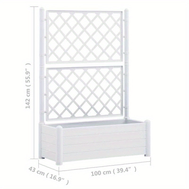Easy to assemble modern and simple Planter with trellis 100x43x142cm White backyard high-quality flower box kit