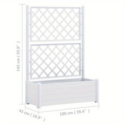 Easy to assemble modern and simple Planter with trellis 100x43x142cm White backyard high-quality flower box kit