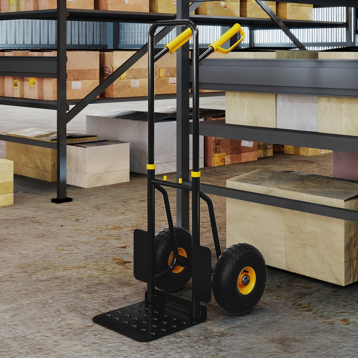 Handkar – Stevige Transportkar – Vouwkar – Laadwagen – Trolley – Draagkracht 150 kg – Verstelbare Handgreep – Geluidloze Industriële Wielen