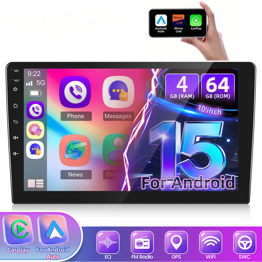 Android 15 Autoradio – Multimedia Speler – GPS Navigatie – Dubbele DIN Stereo – Touchscreen Radio – 10 Inch HD Scherm – Ingebouwde Achteruitrijcamera – Wi-Fi Connectiviteit
