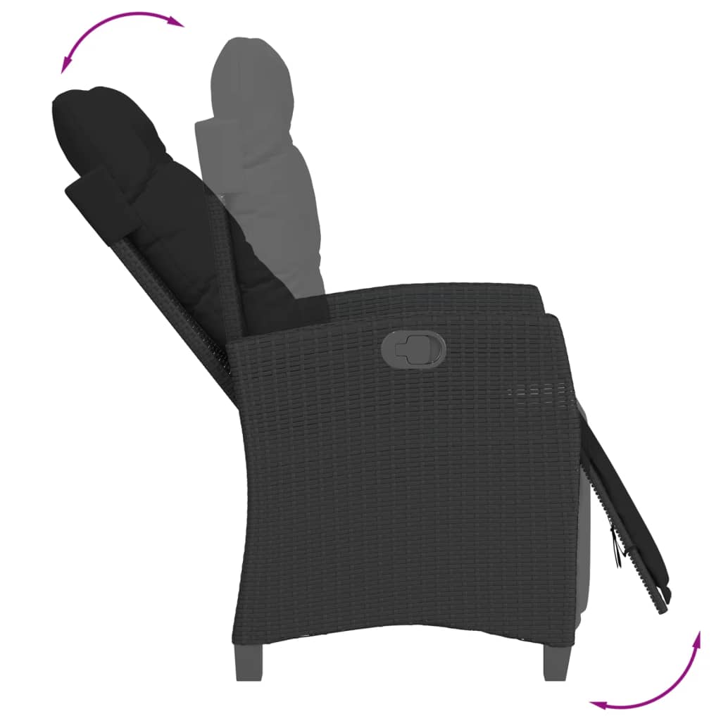 Loungebank – Tuinbank – Loungeset – Outdoor Sofa – Balkonbank – PE-Rattan Material – Verstelbare Rugleuning en Voetensteun