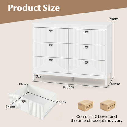 Ladekast – Ladenkast – Kommode – Opbergkast – Dressoir – 6 Lades – MDF & Spaanplaat – Anti-Kantelbeveiliging – 106x40x79 cm – Wit