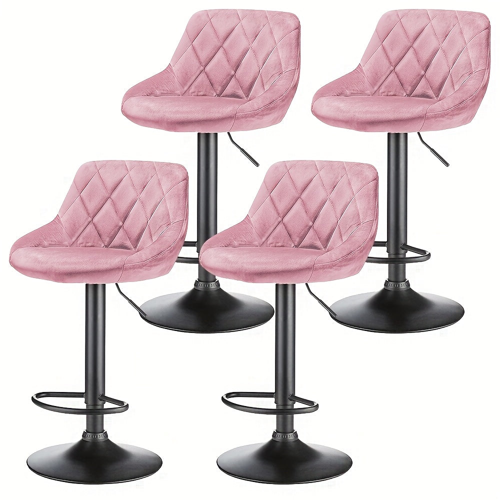 Barstoel – Barkruk – Barstoelkruk – Keukenkruk – Draaibare Barkruk – Verstelbare Hoogte – Velvet Bekleding – Set Van 4