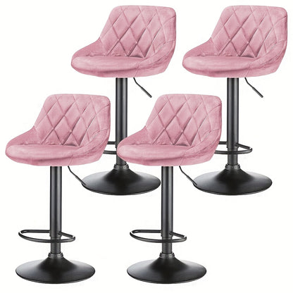 Barstoel – Barkruk – Barstoelkruk – Keukenkruk – Draaibare Barkruk – Verstelbare Hoogte – Velvet Bekleding – Set Van 4