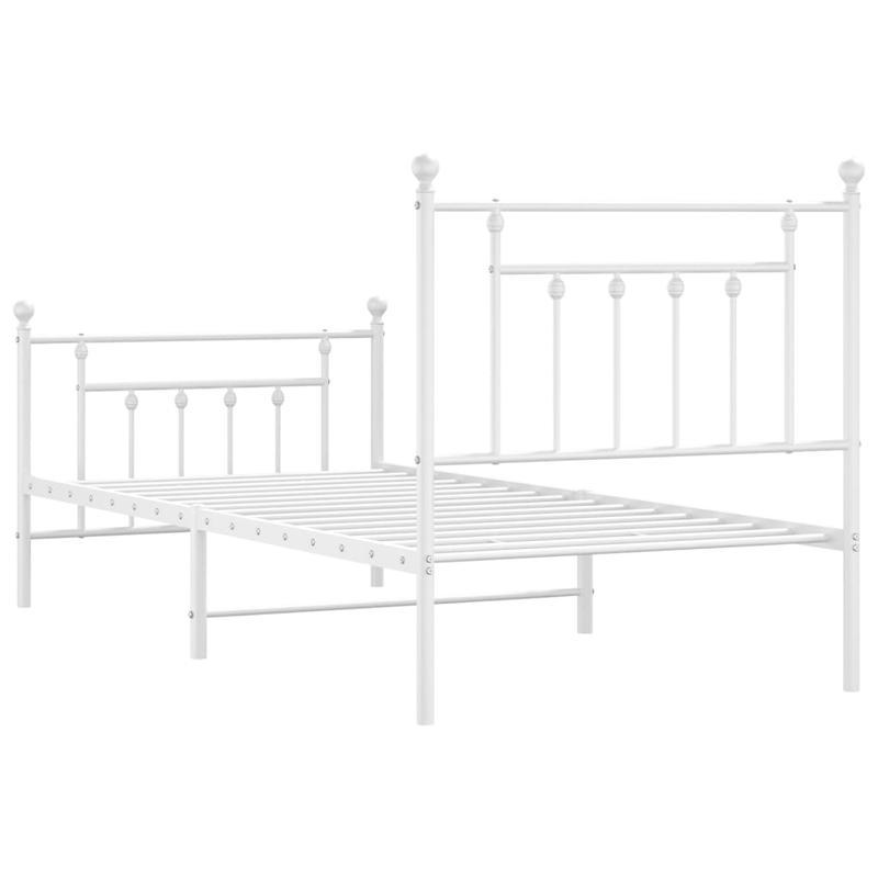 Bed Frame – Bedframe – Bedden – Slapen – Slaapkamermeubel – Metaal – Wit – 90x200 cm – Met Hoofdbord En Voetbord