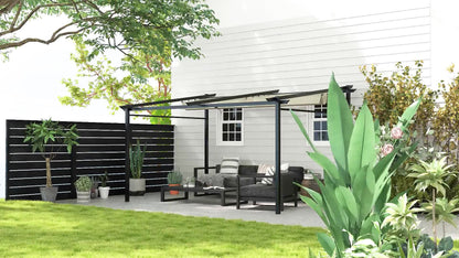 Pergola – Tuinoverkapping – Zonnescherm – Buitenluifel – Buitenkamer – Uitschuifbaar Dak – Metaal Epoxy Frame – 4x3 Meter Beige