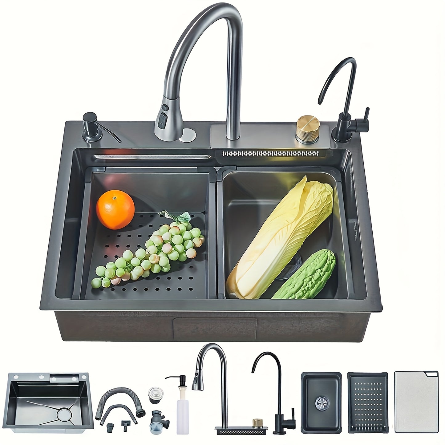 Keukenkraan – Keukenmengkraan – Uittrekbare Kraan – Mengkraan – Spoelkraan – RVS 304 – 45 x 60 cm – Uittrekbare Uitloop