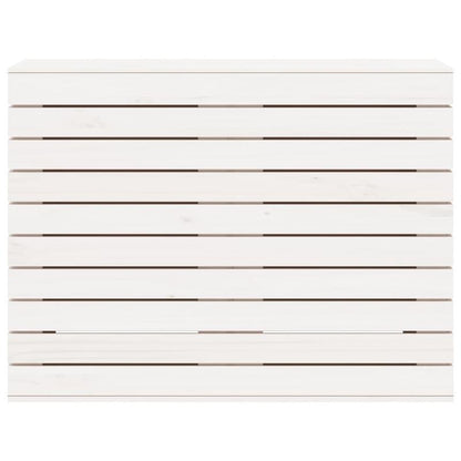 Wasmand – Wasbox – Wassorteerder – Waszak – Opbergmand – Massief Grenenhout – 3 Compartimenten Met Haken – 88,5x44x66 cm – Klassiek Wit – Stevig & Ademend Design