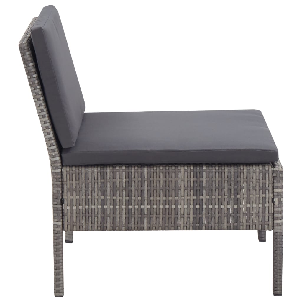 Loungebank – Loungeset – Tuinbank – Tuinmeubel – Balkonbank – Weerbestendig PE Rattan – Stevig Stalen Frame – 3-delig – Inclusief Comfortabele Kussens – Grijs