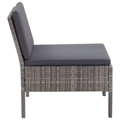 Loungebank – Loungeset – Tuinbank – Tuinmeubel – Balkonbank – Weerbestendig PE Rattan – Stevig Stalen Frame – 3-delig – Inclusief Comfortabele Kussens – Grijs