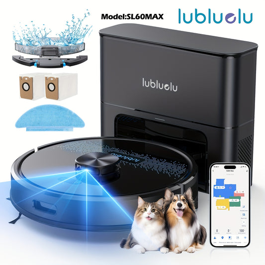 Lubluelu 2025 Latest Robot Vacuum with 5000 Pa Suction, Featuring a 2.5L Self-Emptying Station, 60 Days of Hands-Free Cleaning, a 3-In-1 Design for Vacuuming And Mopping, Wifi/App Connectivity, 24 No-Go Zones, And Mapping