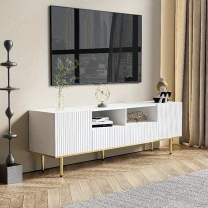 Tv Meubel – Tv Kast – Media Console – Entertainment Center – Meuble Tv Avec Rangement – Metaal Met Gouden Accenten – Duurzaam En Compact Design