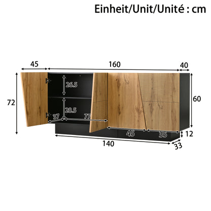 Modern Large 160cm Freestanding Storage Cabinet - Adjustable Shelf Cabinet with Ample Space, Wood Tone (Non-Wood), Easy Assembly Suitable for, Dining Room, Hallway - Contemporary & Classic Design