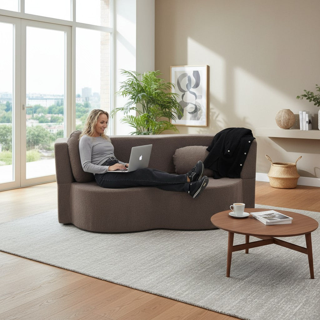 Slaapbank – Bedbank – Sleeperbank – Klapbank – Bankbed – Bruin – Memory Foam – Wasbare Afneembare Hoes – 200x100 cm – Comfortabel Scandinavisch Design