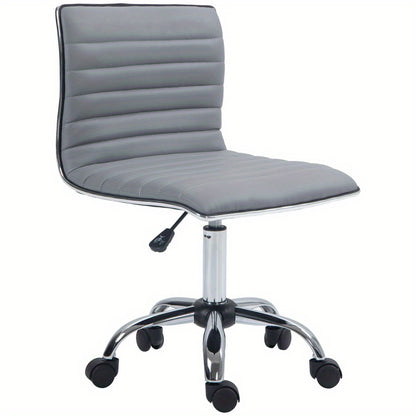 Bureaustoel – Office Chair – Draaistoel – Kantoorstoel – Computerstoel – Verstelbaar in Hoogte – Met Metalen Frame en Sponskussen – Lichtgrijs – Zonder Armleuningen – Max 120 kg
