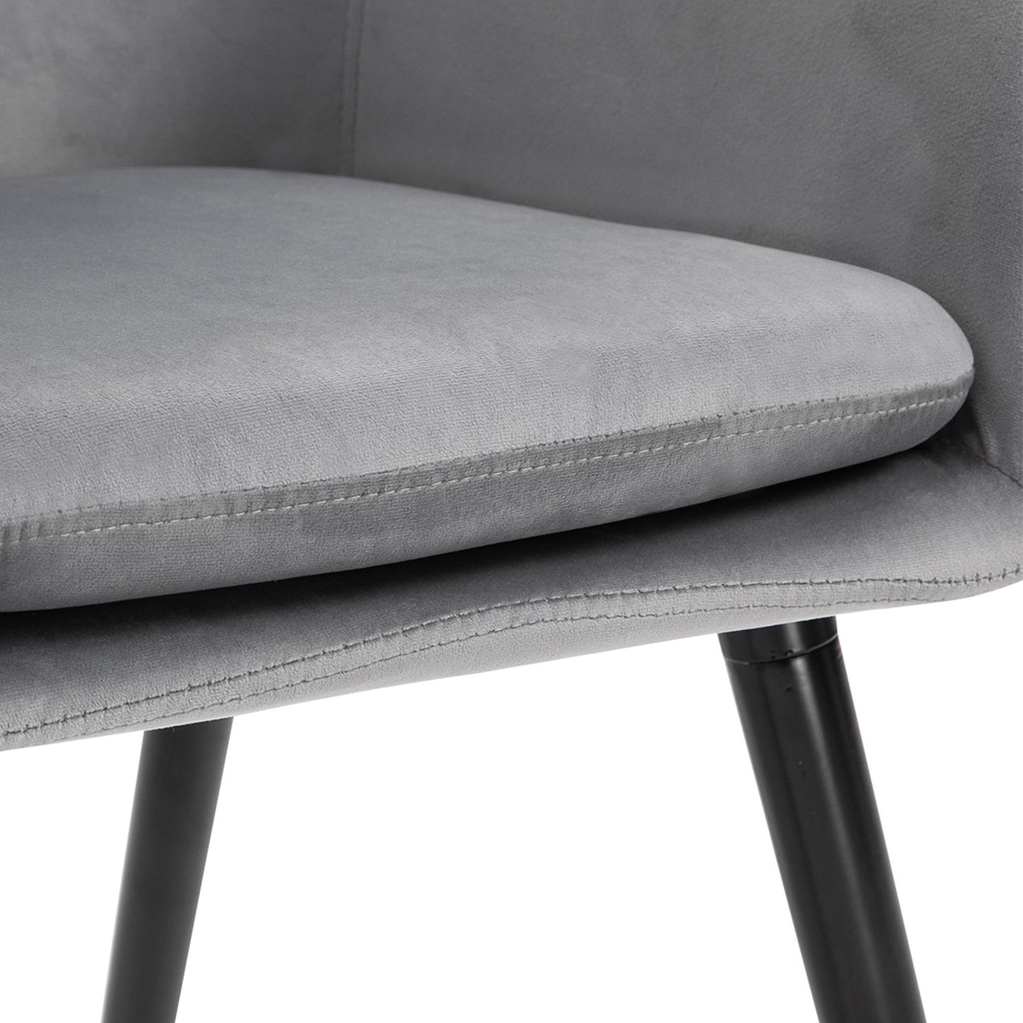 Eetkamerstoelen – Stoelen – Keukenstoelen – Gestoffeerde Stoelen – Zwarte Poten – Set Van 2 – Grijze Polyester Bekleding – Beukenhouten Poten