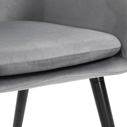 Eetkamerstoelen – Stoelen – Keukenstoelen – Gestoffeerde Stoelen – Zwarte Poten – Set Van 2 – Grijze Polyester Bekleding – Beukenhouten Poten