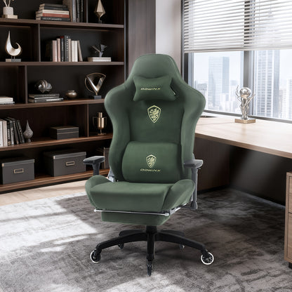Gamingstoel – Gamestoel – Bureaustoel – Racestoel – Stoel – Ergonomische Hoge Rugleuning – 3D Armleuningen & Lumbale Ondersteuning – Uitschuifbare Voetensteun & PU Wieltjes – Groen