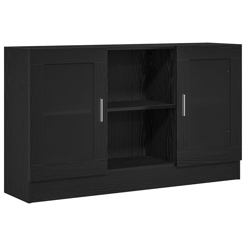 Sideboard Black Oaken 120x30.5x70cm Gemaakt van Engineered Wood Removable storage practical
