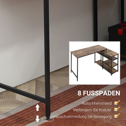 Hoekbureau – Hoekbureau Computerbureau – Bureau – Schrijftafel – L-vormig – Spaanplaat & Metaal – 135x90x79 cm – Met Opbergruimte