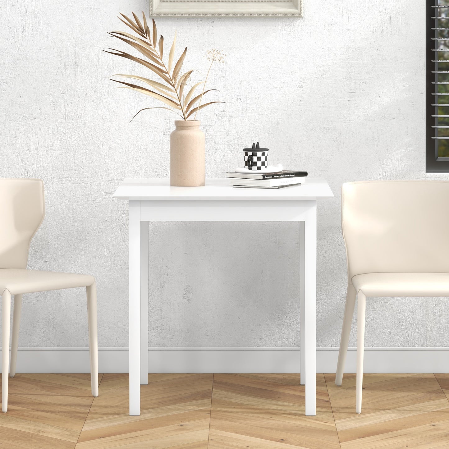 Eettafel – Keukentafel – Vierkante Tafel – Tafel – Tafeltje – Massief Grenenhout – Compact 75x75x76 cm – Wit Gelakt