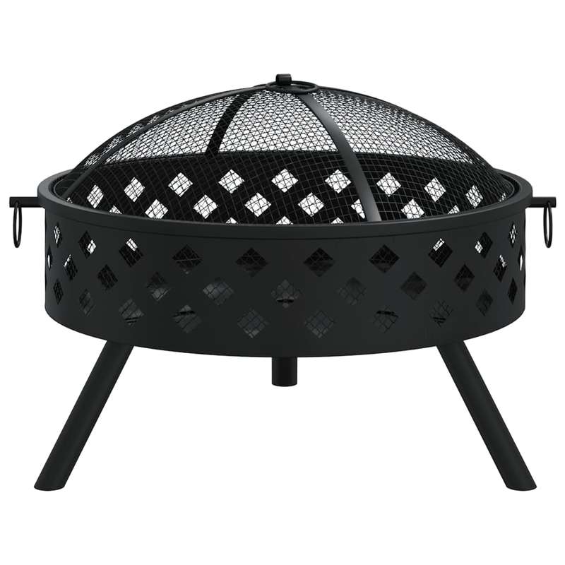 Vuurkorf – Tuinhaard – Buitenhaard – Terrashaard – Vuurschaal – Zwart – XXL 58 cm – Staal – Inclusief Houthaak