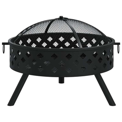 Vuurkorf – Tuinhaard – Buitenhaard – Terrashaard – Vuurschaal – Zwart – XXL 58 cm – Staal – Inclusief Houthaak