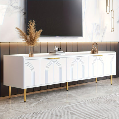 tv meubel – tv kast – tv meubelen – tv koffietafel – lowboard – klassiek design met glazen deuren – gouden handgrepen en poten – staand vloermodel – zonder montage