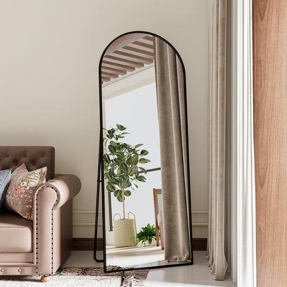 Staande Spiegel – Passpiegel – Wandspiegel – Full Body Spiegel – Grote Spiegel – Minimalistisch Zwart Aluminium Frame – 180x80 cm – Breukveilige Bescherming
