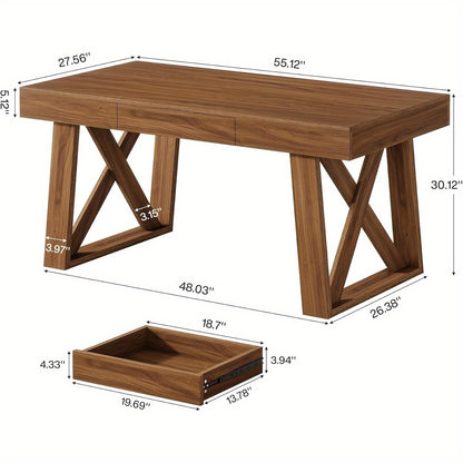 Retro Bureau – Werkplek Bureau – Computerbureau – Thuiswerkplek – Studiebureau – 139,7 cm Breed – Ingebouwde Lade
