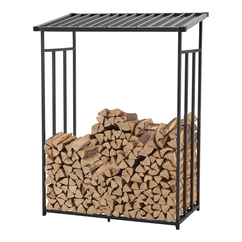 Houtopslagrek – Brandhoutrek – Haardhout Opbergrek – Buiten Houtopslag – Metalen Houtrek – Weerbestendig – 145x143x70 cm