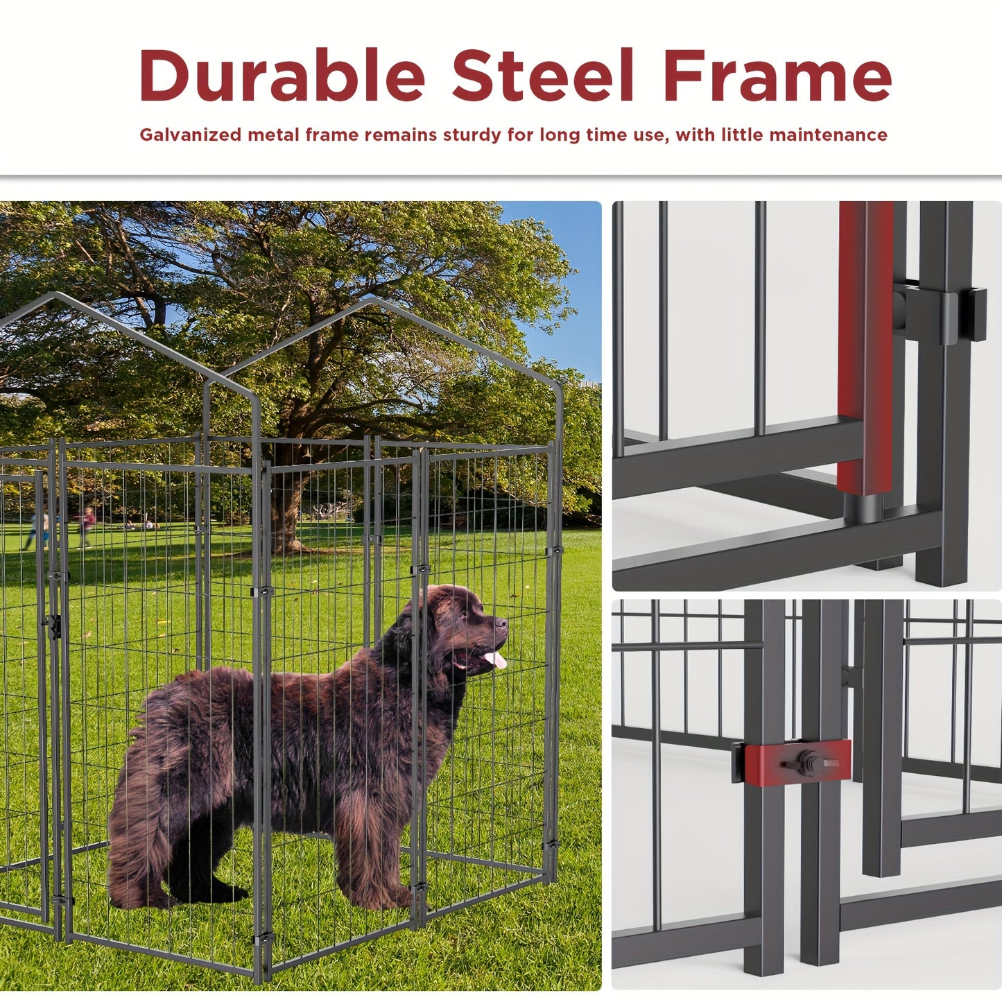 162cm High Heavy Duty Metal Welded Wire Dog Cage House Outdoor Kennel Playpen Cage with Waterproof Sunshade for Chickens, Ducks, Rabbits, Dogs and Other Small Pets
