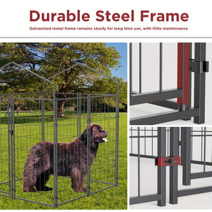 162cm High Heavy Duty Metal Welded Wire Dog Cage House Outdoor Kennel Playpen Cage with Waterproof Sunshade for Chickens, Ducks, Rabbits, Dogs and Other Small Pets